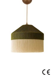 Opviq Lámpara de araña de Macramé Verde y Crema con Altura Ajustable